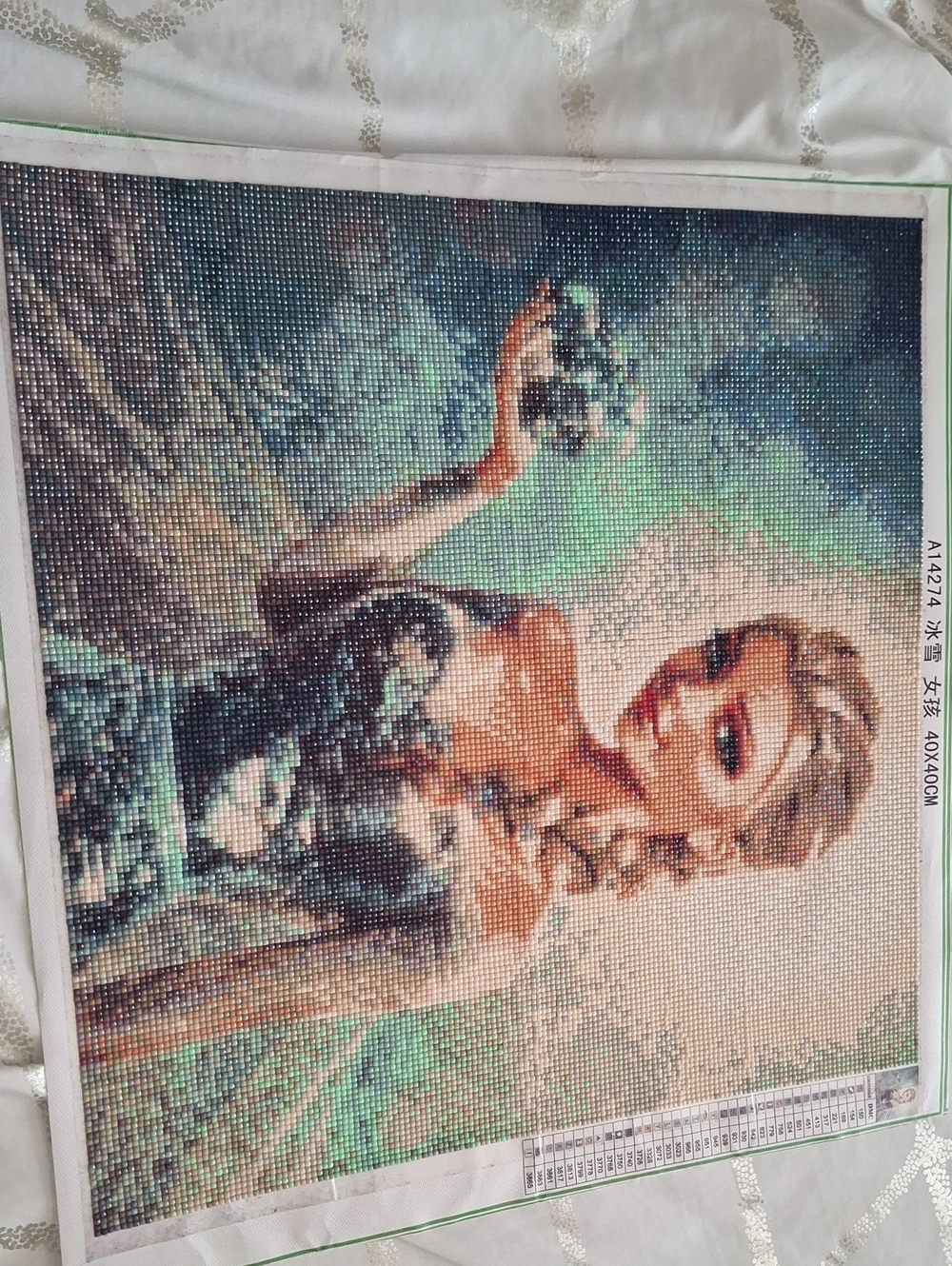 Ice Queen Rhinestone Canvas Art - Teal and Silver